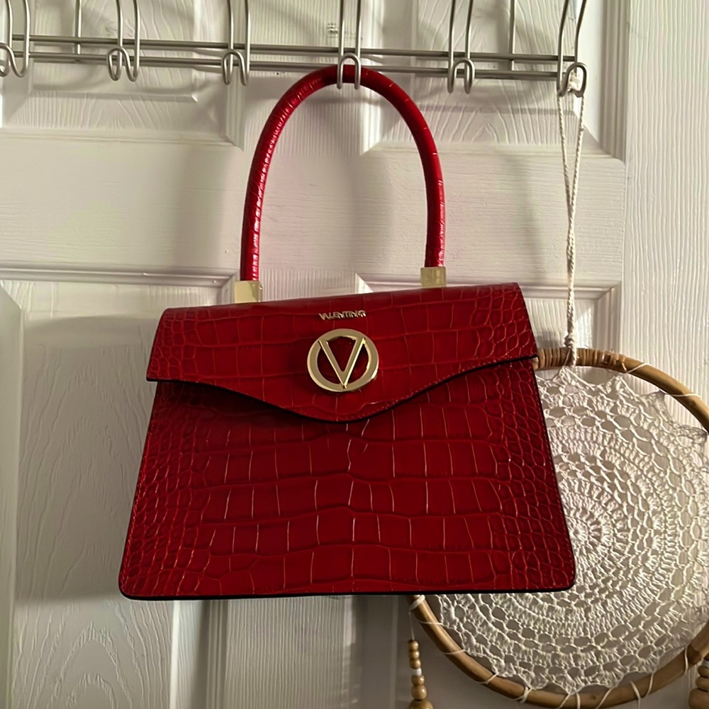 Red Leather Valentino Baguette Bag